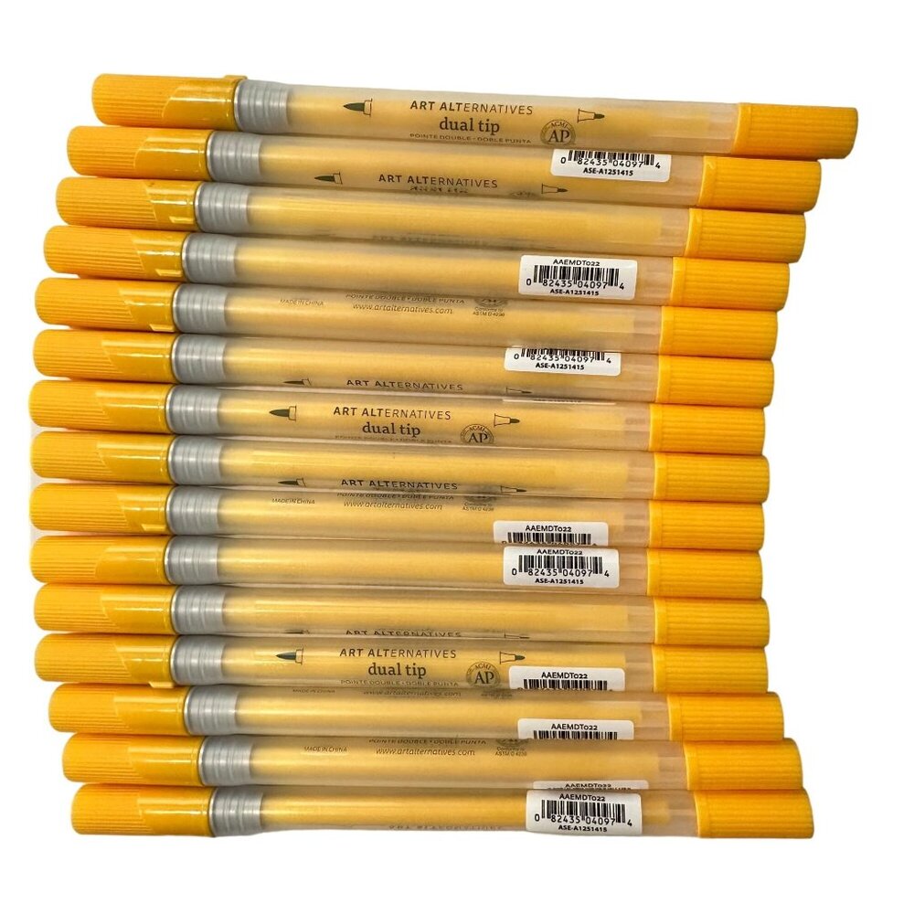 15 Art Alternatives Duel Tip Flexible Marker Pens Yellow